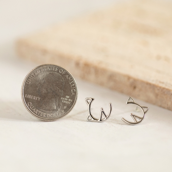 Minimalist Kitty Studs - Only 4 left! - Picture 7 of 8